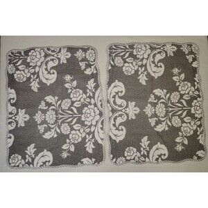 Home Classics Damask Floral Gray White Pillow Shams 20X26 In Wavy Striped Border